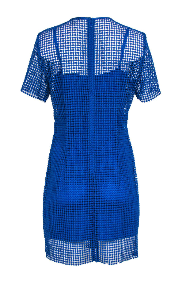 Current Boutique-Diane von Furstenberg - Blue Crochet Short Sleeve Dress Sz 10