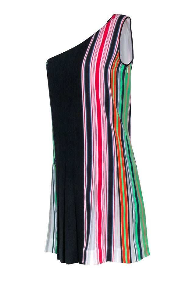 Current Boutique-Diane von Furstenberg - Multi Color Stripe Ribbon One Shoulder Dress Sz 2