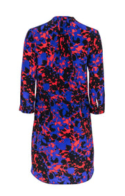 Current Boutique-Diane von Furstenberg - Purple, Black, & Red Silk Printed Long Sleeve Mini Dress Sz 4