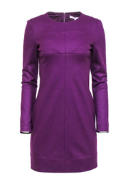 Current Boutique-Diane von Furstenberg - Purple Wool Long Sleeve Knee Length Dress Sz 4