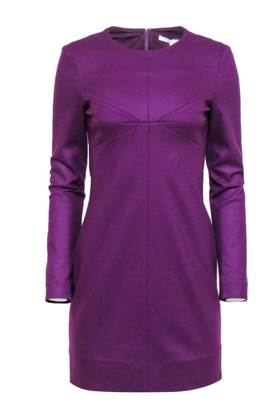 Current Boutique-Diane von Furstenberg - Purple Wool Long Sleeve Knee Length Dress Sz 4