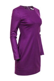Current Boutique-Diane von Furstenberg - Purple Wool Long Sleeve Knee Length Dress Sz 4