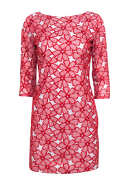 Current Boutique-Diane von Furstenberg - Red Floral Embroidery Lace Crop Sleeve Dress Sz 4