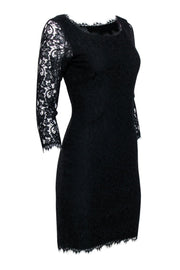 Current Boutique-Diane von Furstenberg - Black Lace Crop Sleeve Dress Sz 6