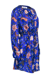 Current Boutique-Diane von Furstenberg - Royal Blue Floral Print Silk Shirt Dress Sz 6