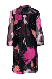 Current Boutique-Diane von Furstenberg - Pink Patterned Mini Shirt Dress Sz 6