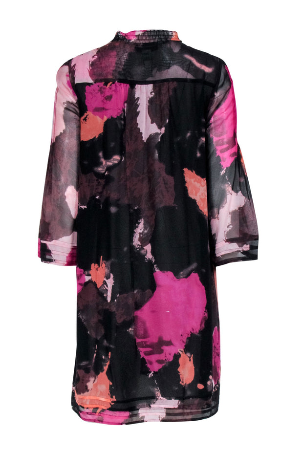 Current Boutique-Diane von Furstenberg - Pink Patterned Mini Shirt Dress Sz 6