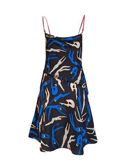 Current Boutique-Diane vonFurstenberg - Black Multi Print Mini Dress Sz 6