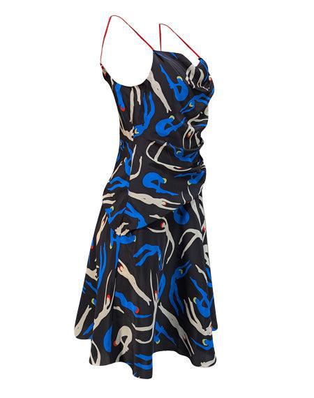 Current Boutique-Diane vonFurstenberg - Black Multi Print Mini Dress Sz 6