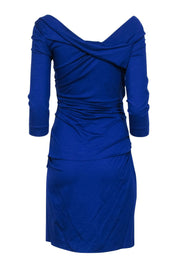Current Boutique-Diane von Furstenberg - Royal Blue Ruched Fitted Dress Sz M