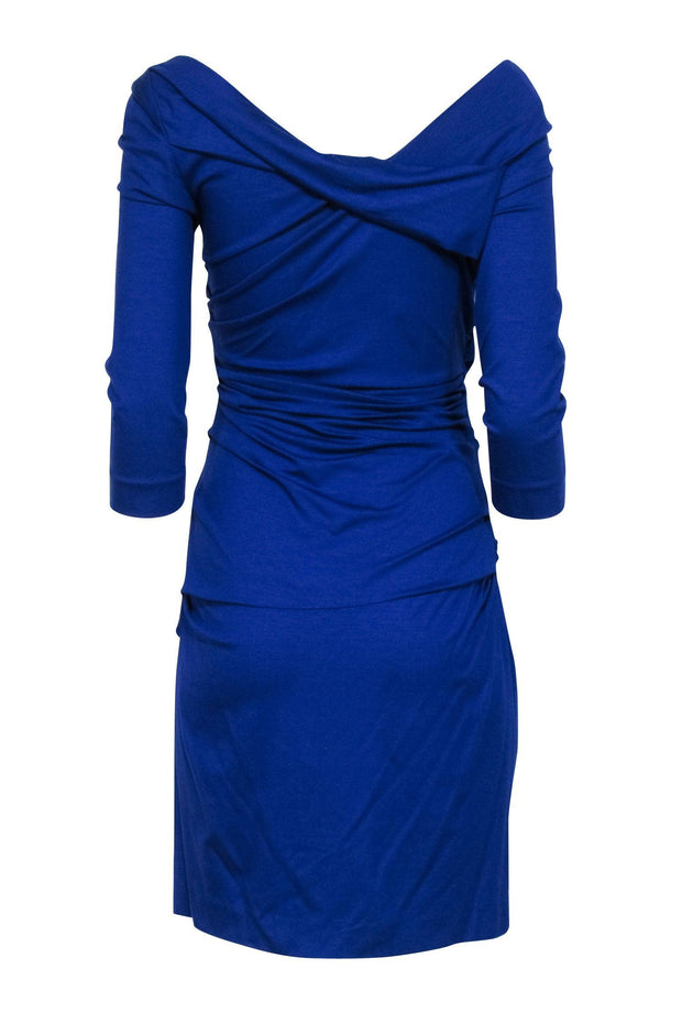 Current Boutique-Diane von Furstenberg - Royal Blue Ruched Fitted Dress Sz M