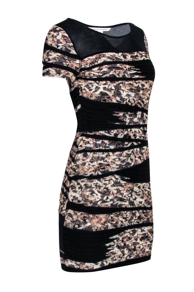 Current Boutique-Diane von Furstenberg - Black w/ Printed Ruffled Layers Dress Sz S