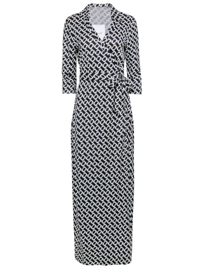 Current Boutique-Diane von Furstenberg - Black & White Chain Link Wrap Dress Sz 10
