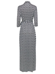Current Boutique-Diane von Furstenberg - Black & White Chain Link Wrap Dress Sz 10