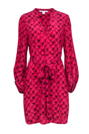 Current Boutique-Diane von Furstenberg - Pink & Black Long Sleeve Dress Sz 10