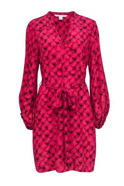 Current Boutique-Diane von Furstenberg - Pink & Black Long Sleeve Dress Sz 10