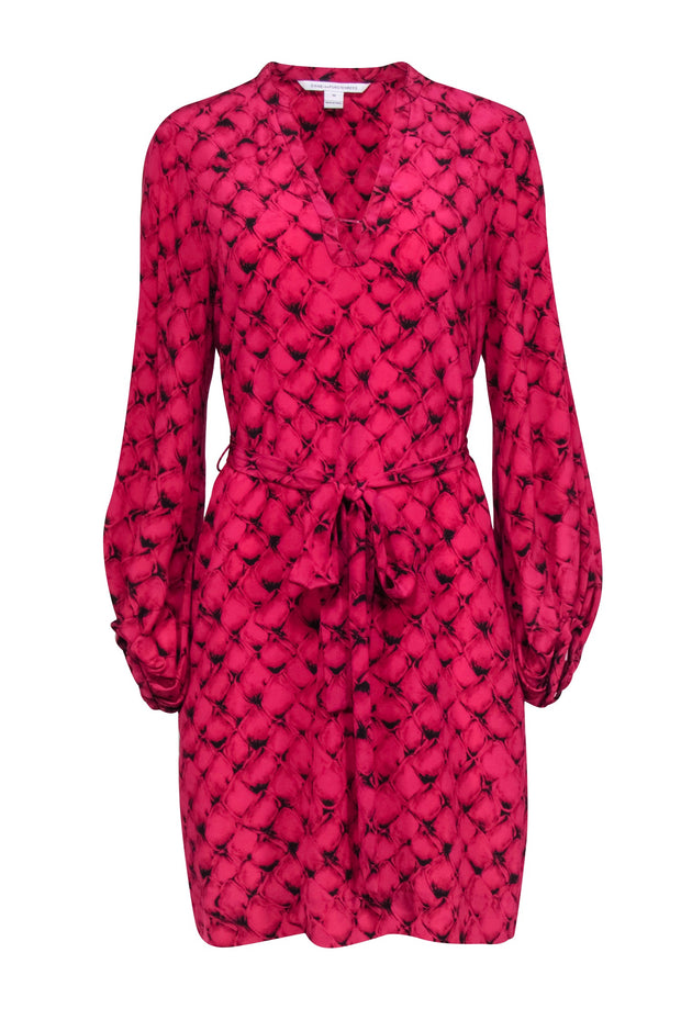 Current Boutique-Diane von Furstenberg - Pink & Black Long Sleeve Dress Sz 10