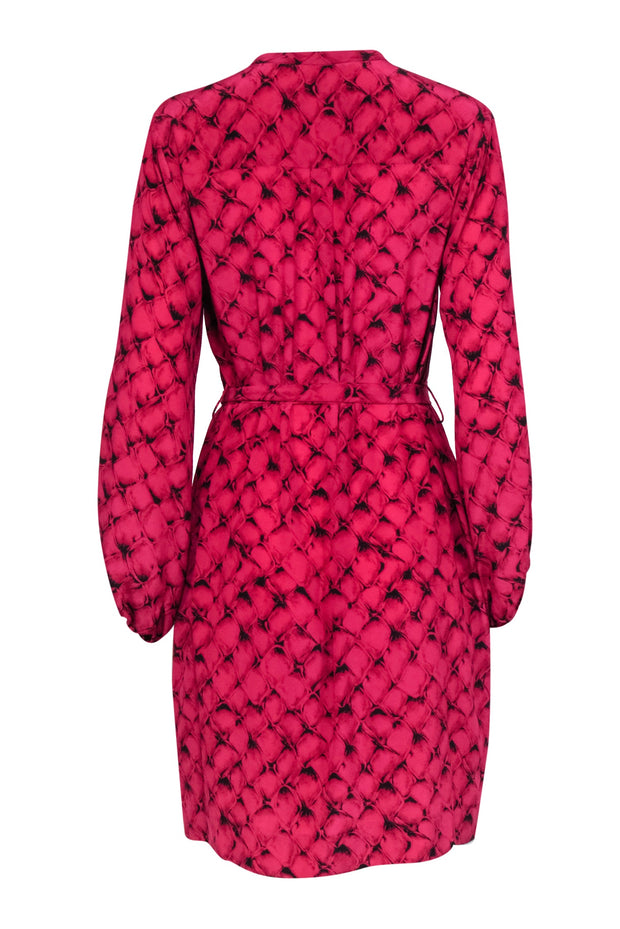 Current Boutique-Diane von Furstenberg - Pink & Black Long Sleeve Dress Sz 10