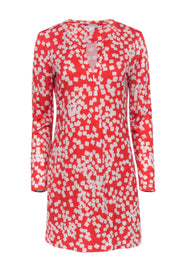 Current Boutique-Diane von Furstenberg - Red & White Long Sleeve Printed Mini Dress Sz 10