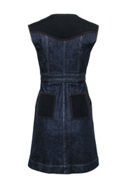Current Boutique-Diane von Furstenberg - Dark Wash Denim & Black Zipper Front Dress Sz 2