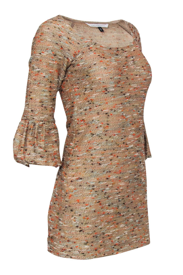 Current Boutique-Diane von Furstenberg - Tan & Multi Color Tweed Blend Mini Dress Sz 2