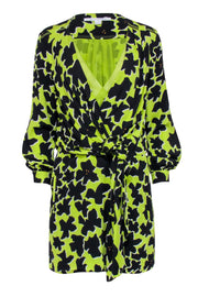 Current Boutique-Diane von Furstenberg - Green & Black Long Sleeve Wrap Dress Sz 4