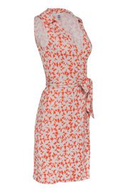 Current Boutique-Diane von Furstenberg - Orange & Cream Print Sleeveless Wrap Dress Sz 4