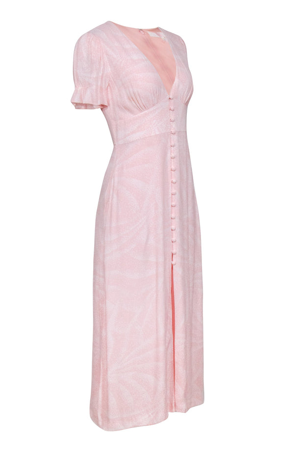 Current Boutique-TVF for DVF - Blush Pink Spotted Short Sleeve Maxi Dress Sz 4