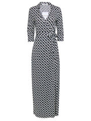 Current Boutique-Diane von Furstenberg - Black & White Chain Link Wrap Dress Sz 8