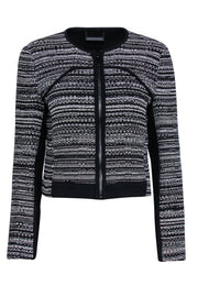 Current Boutique-Diane von Furstenberg - Black & White Tweed Collarless Short Jacket Sz 8