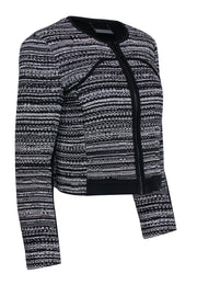 Current Boutique-Diane von Furstenberg - Black & White Tweed Collarless Short Jacket Sz 8