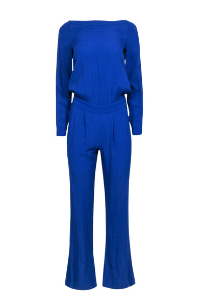 Current Boutique-Diane von Furstenberg - Blue Long Sleeve Jumpsuit Sz 0
