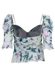 Current Boutique-Diane von Furstenberg - Green & Magenta Floral Print Cold Shoulder Top Sz 00