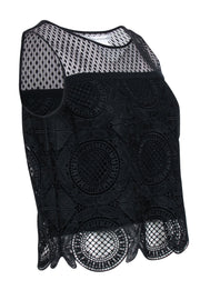 Current Boutique-Diane von Furstenberg - Black Lace Sleeveless Top Sz 2