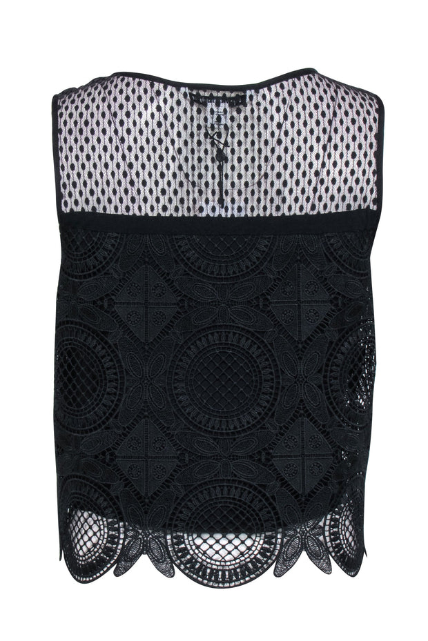 Current Boutique-Diane von Furstenberg - Black Lace Sleeveless Top Sz 2