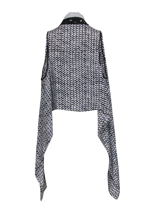 Current Boutique-Diane von Furstenberg - Black & White Printed Vest Top W/ Sheer Pink Panel OS