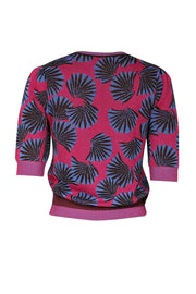 Current Boutique-Diane von Furstenberg - Pink & Blue Print Metallic Knit Top Sz S