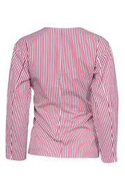 Current Boutique-Diane von Furstenberg - Maroon & White Striped Tie Front Top Sz XS