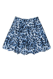 Current Boutique-Diane von Furstenberg - Blue Leopard Print Pleated Mini Skirt Sz 6