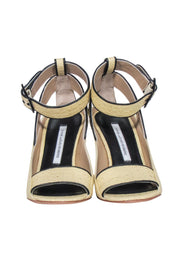 Current Boutique-Diane von Furstenberg - Beige Woven Peep Toe Wedges Sz 7.5