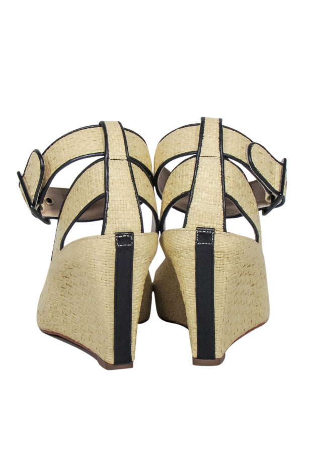 Current Boutique-Diane von Furstenberg - Beige Woven Peep Toe Wedges Sz 7.5
