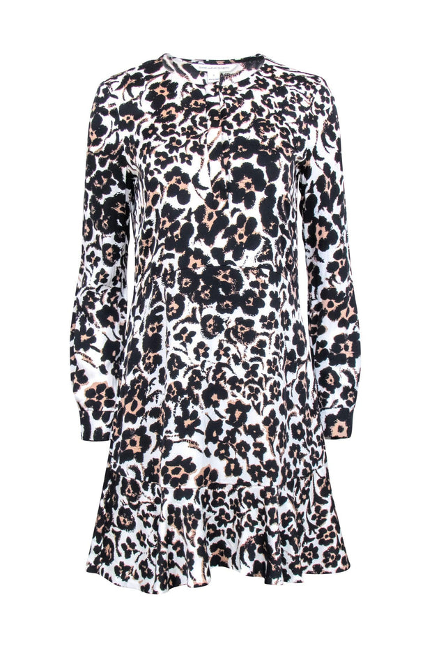 Current Boutique-Diane von Furstenberg - Floral Shaped Leopard Print Silk Blend Dress Sz 4