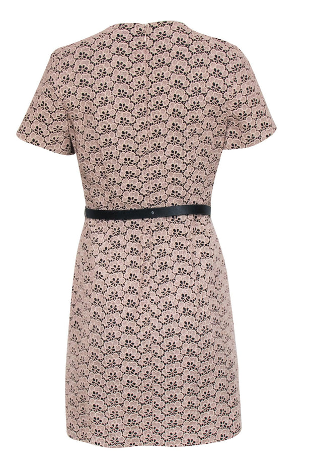 Current Boutique-Diane von Furstenberg - Beige Floral Eyelet Lace w/ Black Lining Dress Sz 8