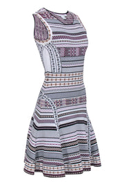 Current Boutique-Diane von Furstenberg - White, Black, & Purple Print Knit Dress Sz M