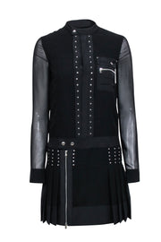 Current Boutique-Diesel Black Gold - Black Pleated Long Sleeve Dress Sz XS