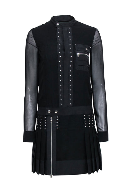 Current Boutique-Diesel Black Gold - Black Pleated Long Sleeve Dress Sz XS