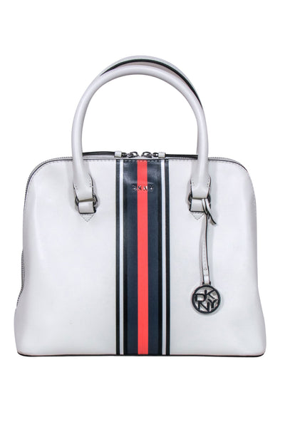 Current Boutique-DKNY - Ivory Structured Middle Strip Handbag