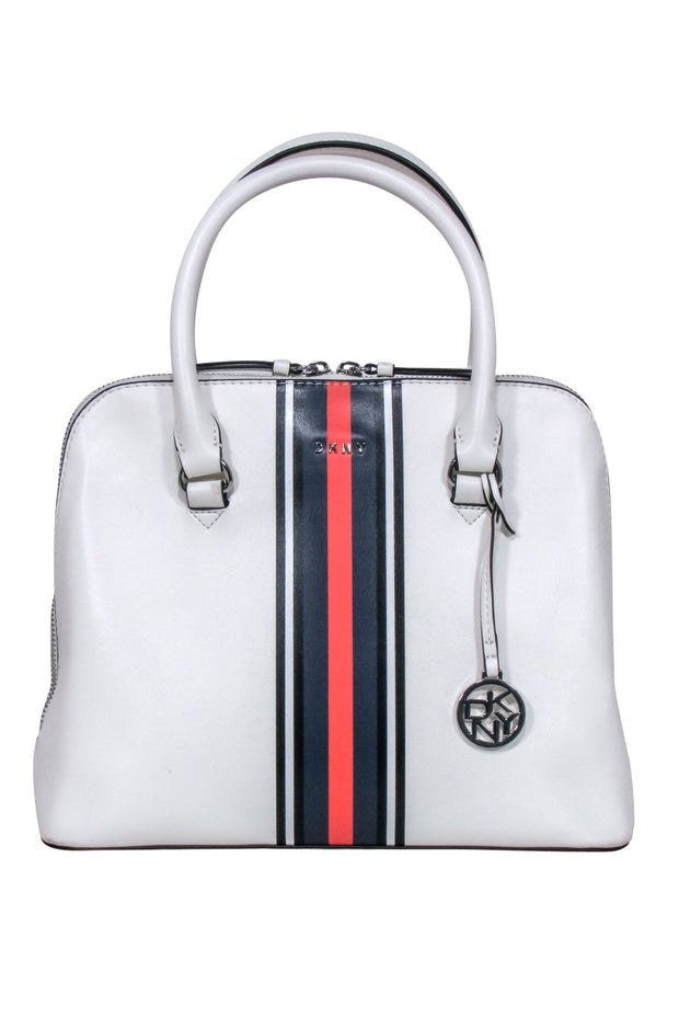 Current Boutique-DKNY - Ivory Structured Middle Strip Handbag