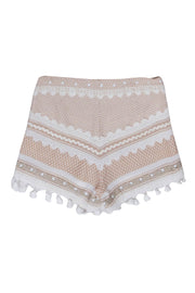 Current Boutique-Dodo Bar Or - Beige & Ivory Eyelet Shorts w/ Tassel Trims Sz M