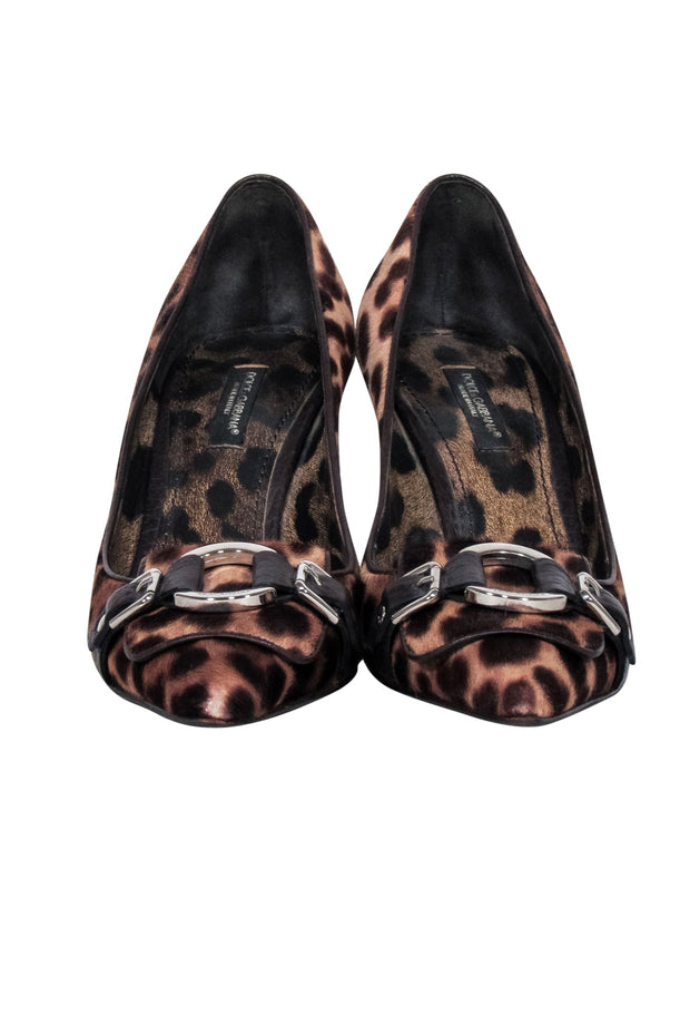Current Boutique-Dolce & Gabbana - Brown & Tan Leopard Print Pointed Toe Pumps Sz 6.5